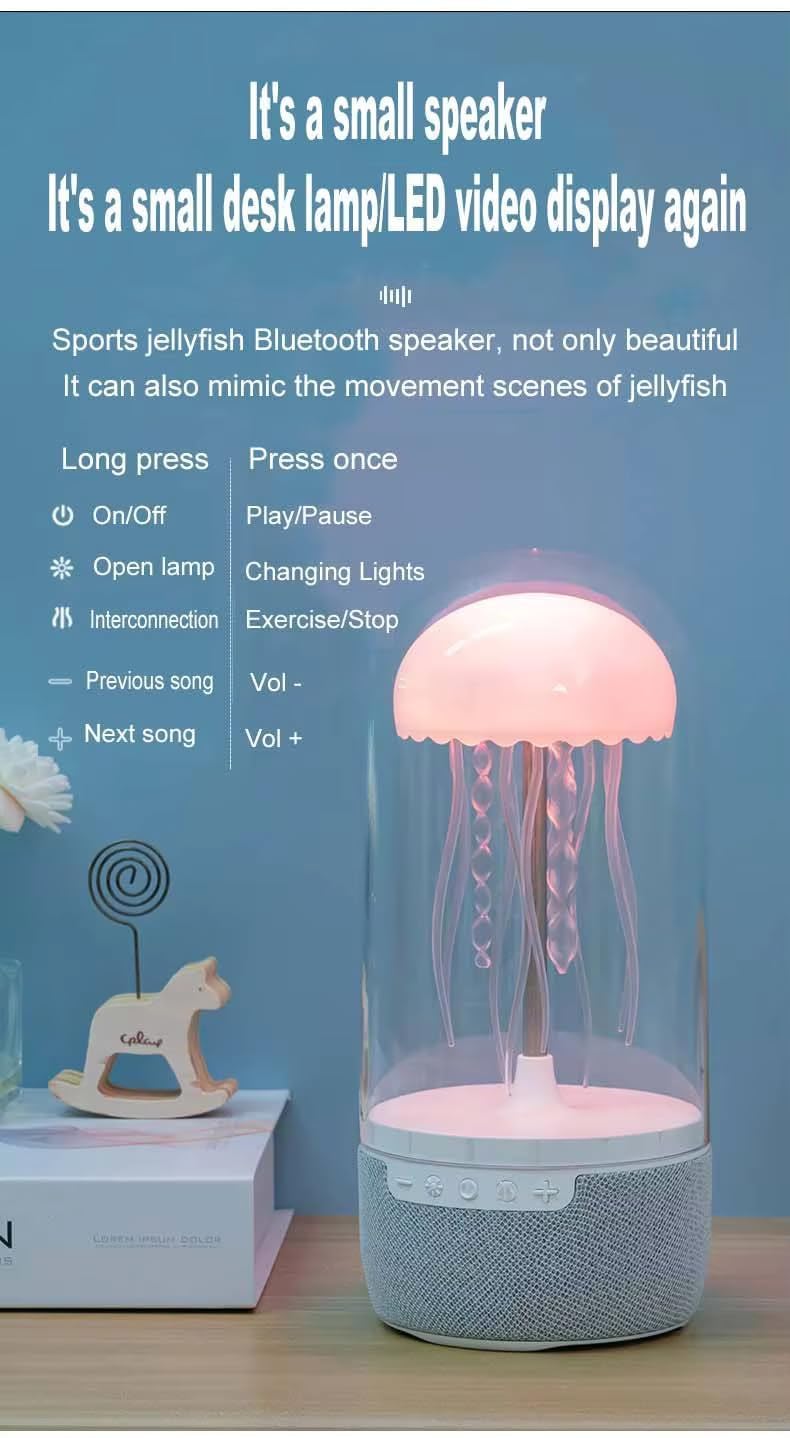 Bluetooth Speaker,Stereo Jelly Fish Light